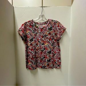 Loft T-shirt Blue with flowers. Short sleeves XS.
